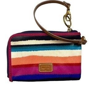 Fossil striped multicolor wristlet